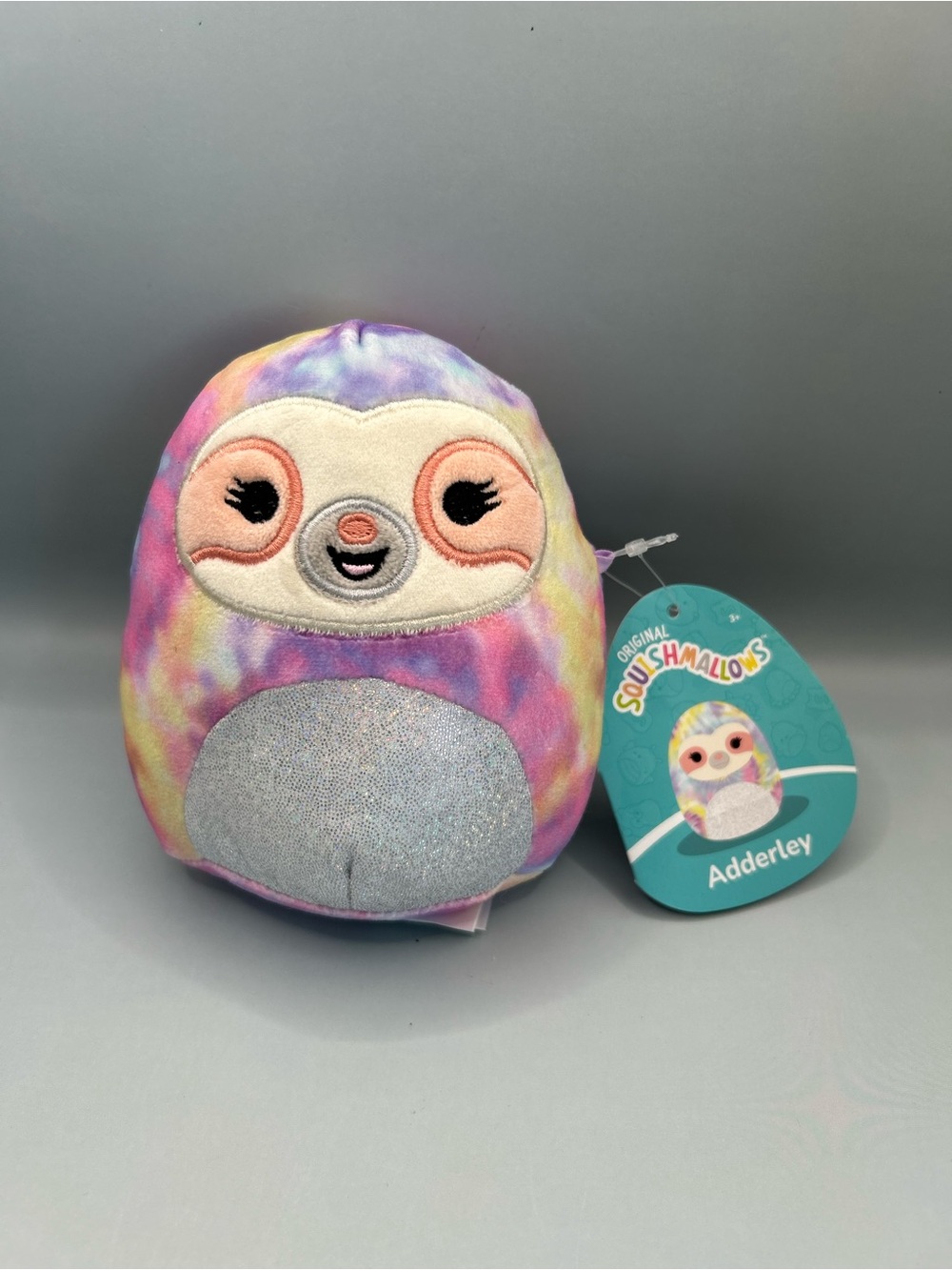 NEW Squishmallows 5” Inch Adderley The Sloth Glitter Belly Tie Dye Mystery Squad